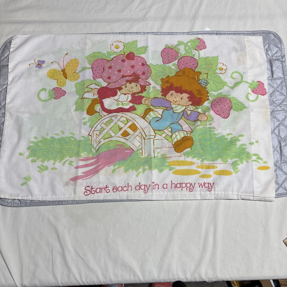 Strawberry Shortcake Pillowcase 1980 American Greetings Vintage Blueberry Muffin